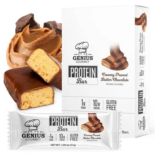 Miniatura 10 de Genius Gourmet Barra de proteínas, sueño de chocolate, aperitivo Keto, bajo en carbohidratos, bajo en azúcar y sin gluten, aperitivos de proteínas