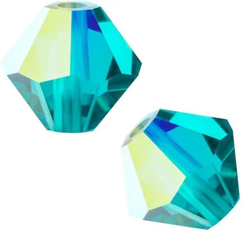 Miniatura 17 de 100 cuentas sueltas de cristal bicono facetado pequeño Preciosa auténtico de 3mm (0.118 pulgadas) aguamarina AB (azul) compatibles con cristales
