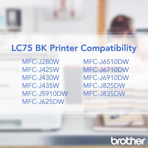 Miniatura 3 de Brother LC75BK - Cartucho original de tinta negra de alto rendimiento, tinta negra de repuesto, rendimiento de hasta 600 páginas, LC75 Negro
