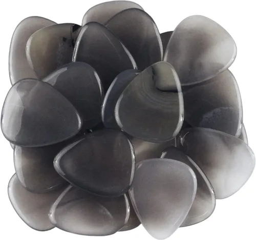 Miniatura 40 de Púa de guitarra o bajo de Obsidiana de Caoba en vidrio volcánico - 3.0 mm de calibre ultra pesado - Forma 351 - Púa exótica artesanal de gema