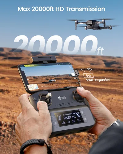 Miniatura 4 de Holy Stone HS600 - Drones con cámara para adultos con cardán de 2 ejes 4K EIS, ID remoto integrado, transmisión de rango de 6096 metros, dron