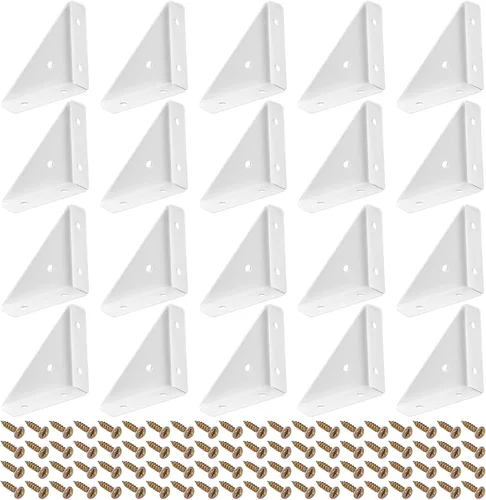 Miniatura 13 de uxcell 20 soportes de esquina angulares de 1.496 pulgadas x 1.496 pulgadas, soportes de acero laminado en frío con tornillos para borde de Negro