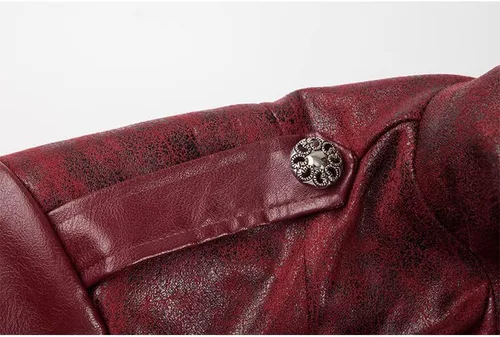 Miniatura 6 de Chaqueta steampunk de piel sintética para hombre, estilo medieval gótico, victoriano, abrigo de vampiro