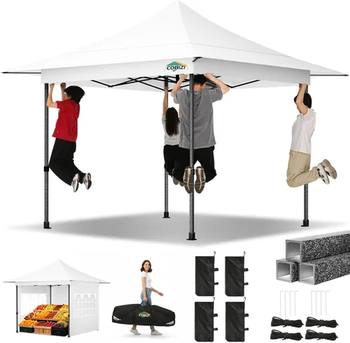 Miniatura 20 de COBIZI Tienda de campaña desplegable resistente de 10 x 10 con 4 paredes laterales extraíbles, toldo desplegable Ez con bolsa portátil, carpa