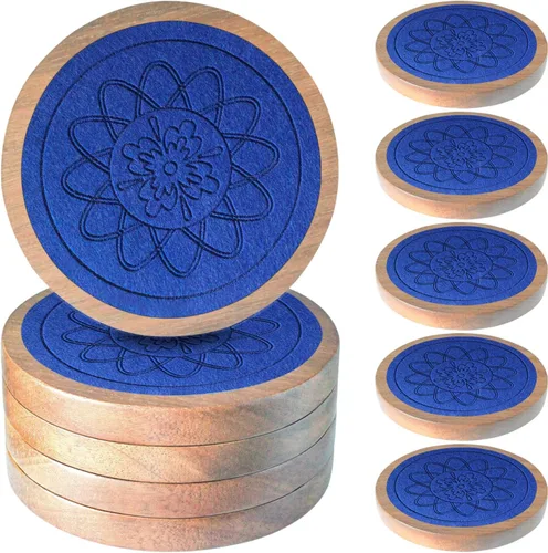 Miniatura 17 de Posavasos de madera para bebidas, Minacun conjuntos de posavasos absorbentes de 5, posavasos para bebidas para protección de mesa de café