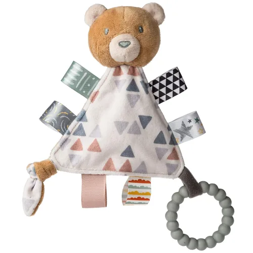 Taggies Juguetes para la dentición, sonajero para bebé, juguete de actividad triangular portátil con etiquetas sensoriales, 6 pulgadas, peluche