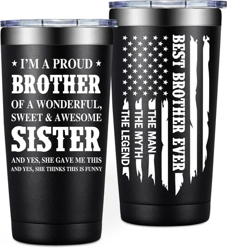 SpenMeta Regalos para hermano – Regalos para hermano de hermana – Regalos de cumpleaños para adultos de los mejores hermanos – Vaso de 20 onzas con