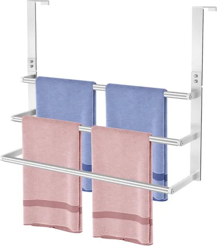 Miniatura 9 de VOTZAAQ - Toallero de 16 pulgadas para colocar sobre la puerta, de acero inoxidable, toallero para puerta con barras de toalla de 3 niveles