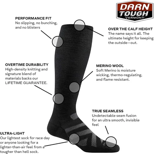 Miniatura 2 de Calcetines Darn Tough para hombres RFL OTC ultraligeros para esquí y snowboard (Estilo 8001)