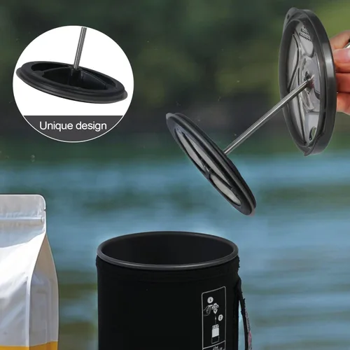 Miniatura 6 de Paquete de 2 cafeteras de prensa francesa de silicona compatibles con estufas de camping Jetboil Flash, cafetera de prensa francesa para estufas