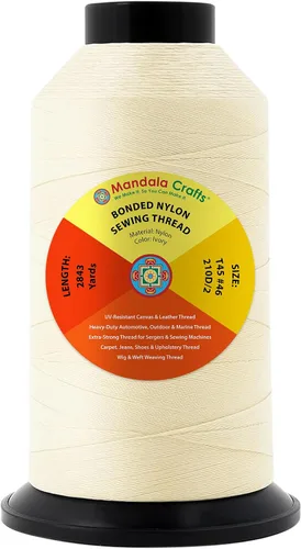 Miniatura 193 de Mandala Crafts - Hilo de nailon para coser cuero, tapicería, mezclilla y para trenzar el pelo; resistente, 1500 yardas, tamaño 69 T70 Marrón