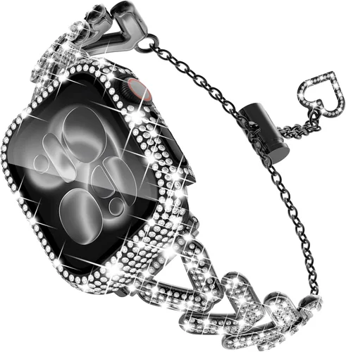 Miniatura 19 de Correa y Funda Diseñadas por KADES para Apple Watch Series de 46 mm, 45 mm, 44 mm, 42 mm, 41 mm, 40 mm, 38 mm para Mujer, Correa de Metal