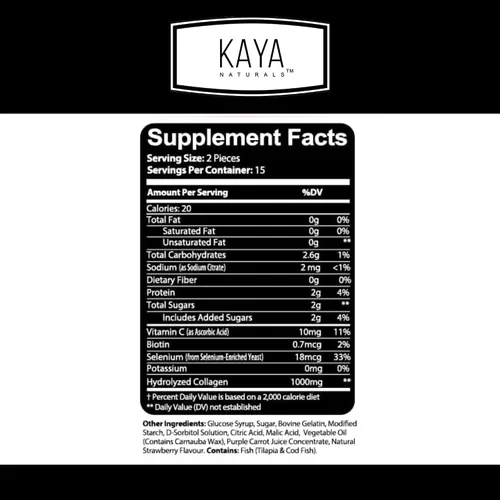 Miniatura 2 de Kaya Naturals Gomitas de colágeno para hombres y mujeres, suplemento Gomitas hechas en la naturaleza – 1000 mg de colágeno hidrolizado, vitamina