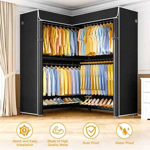 Miniatura 4 de ULIFHOME E15C Pro - Perchero en forma de L para esquina, perchero independiente para colgar ropa, sistema de armario resistente de 48.8 pulgadas