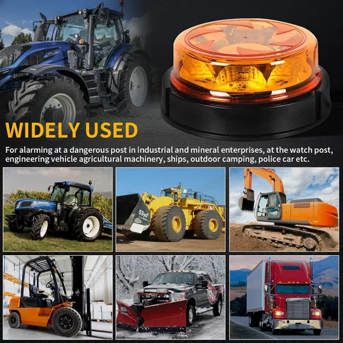 Miniatura 7 de 1 pieza de luces estroboscópicas para camiones con 25 cables internos, luz de baliza magnética naranja de 12v24v de 6 modos para coche, camión, UTV