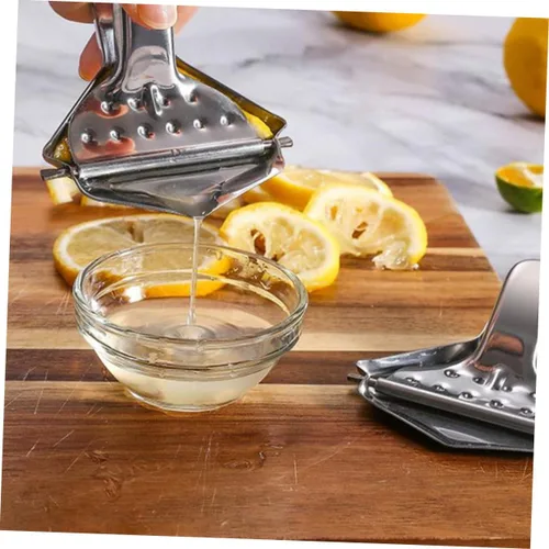 Miniatura 5 de Exprimidor manual de limón de acero inoxidable 2pcs para la prensa de frutas de la cocina del hogar con extracción y diseño eficientes de jugo