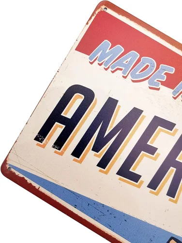 Miniatura 2 de ERLOOD Cartel de hojalata vintage de metal retro Made in America de 12 x 8