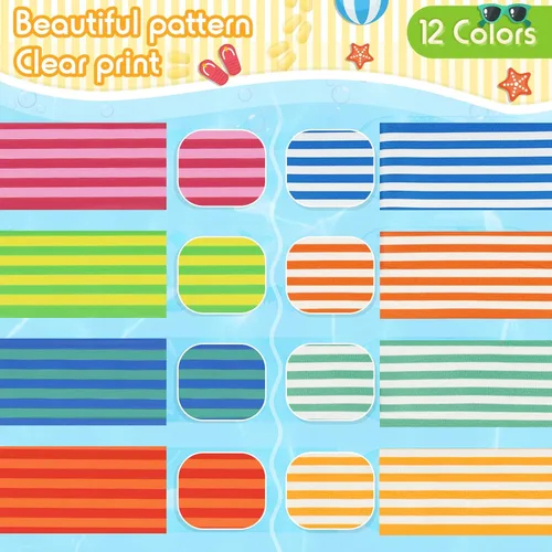 Miniatura 3 de Tessco Paquete de 12 toallas para sillas de playa, sillas de piscina y cruceros, elásticos, resistentes al viento, clips para toallas de playa