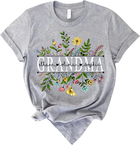 Custom Mom Mimi and Grandkids Wildflowers Shirt, Customize Grandma Gifts, Gifts for Grandma Nana Gigi Oma Mamaw Yaya