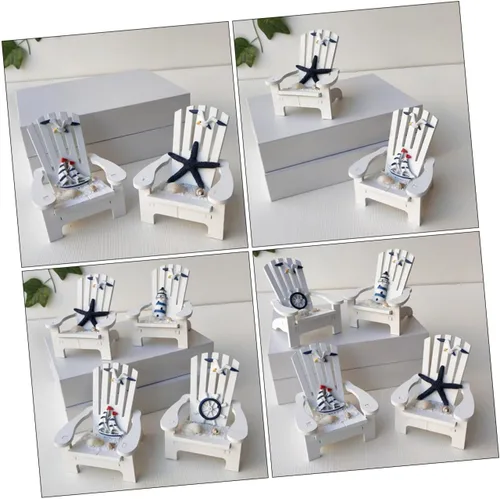 Miniatura 7 de 4 piezas de silla en miniatura mini silla de playa de madera náutica casa de muñecas accesorios de muebles micro paisaje para fotos accesorios