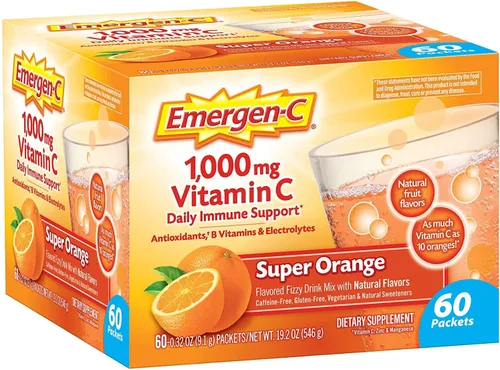 Emergen-C 1000 mg de vitamina C en polvo para apoyo inmunológico diario, suplementos de vitamina C sin cafeína con zinc y manganeso, vitaminas B y