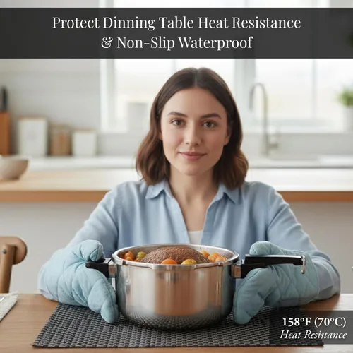 Miniatura 3 de Decozen Juego de 4 manteles individuales – Protector de mesa para decoración de cocina, resistente a los arañazos al calor, manteles individuales