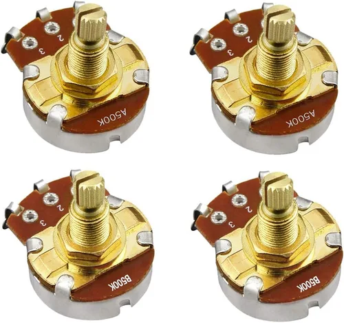 Miniatura 16 de FLEOR Potenciómetro cónico de audio con eje de 0.709 in, 4 piezas, tamaño completo, para guitarra, A250K