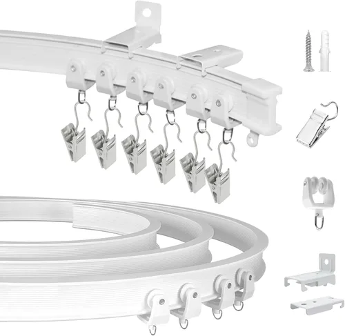 Miniatura 13 de Riel para Cortinas de Techo, Riel para Cortinas de Techo Curvo Flexible Montaje en Pared Riel para Cortinas 16 Pies Resistente Divisor de Habitación