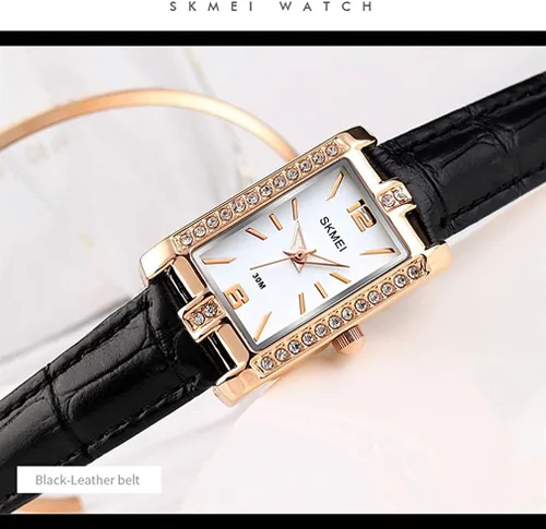 Miniatura 3 de SKMEI Watches for Women, Leather Band Slim Square Small Waterproof Fashion Casual Simple Analog Quartz Girls Gifts Wrist Watch