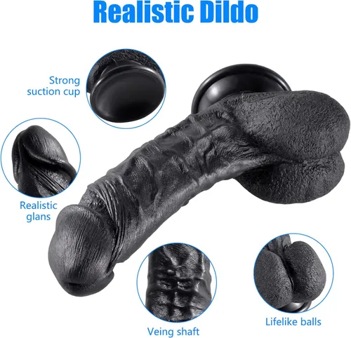 Miniatura 4 de Consolador realista de silicona, pene realista con potentes ventosas para jugar con manos libres, estimulación del punto G de la vagina