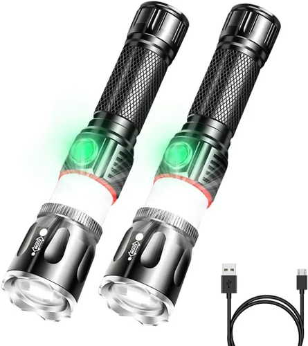Miniatura 10 de Linterna recargable por USB, linternas magnéticas LED, linternas tácticas súper brillantes con luz lateral mazorca, impermeable, zoomable, 6 modos
