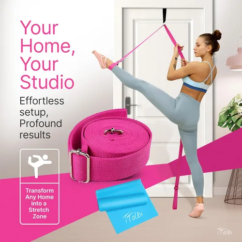 Miniatura 5 de TTolbi Door Leg Stretcher Strap with Sturdy Door Anchor & Resistance Band - Splits & Flexibility Trainer for Ballet, Dance, Gymnastics, Cheer, Pole