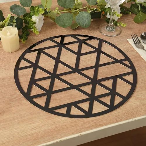 Miniatura 2 de Efavormart - Juego de 6 manteles individuales triangulares geométricos cortados con láser, 13 pulgadas, redondos, desechables, de cartón, 27.64 oz/m²