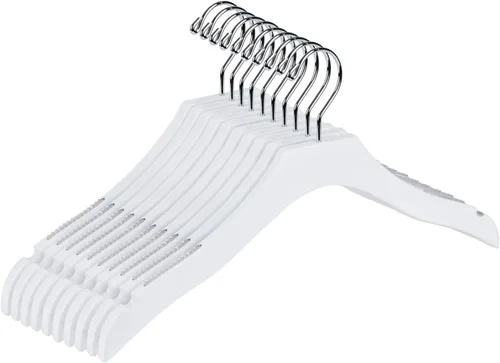 Miniatura 9 de Percha de madera blanca de calidad para niños, diseño de lujo, gancho giratorio cromado (10, 13 pulgadas)