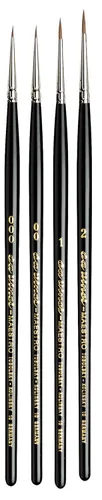 da Vinci Juego de pinceles para acuarela 5536a2, Maestro Kolinsky Red Sable 4 Pincel Set Redondas Europeas, Serie 10 Tamaños 3/0, 2/0, 1 y 2, Negro