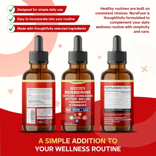 Miniatura 9 de Berberina orgánica, canela de Ceilán, melón amargo, cúrcuma, Gymnema gotas líquidas – 1500 mg por porción, ultra potente – 2 onzas líquidas