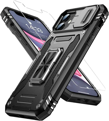 Miniatura 7 de MERRO Funda para iPhone 13 Pro con protector de pantalla, protección de cámara deslizante, funda resistente de grado militar con soporte magnético