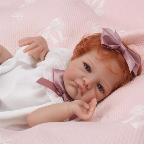 Miniatura 3 de WOOROY - Muñecas Reborn realistas para bebé niña de 20 pulgadas, muñecas recién nacidas con cabello rojo y ojos abiertos, cuerpo de tela
