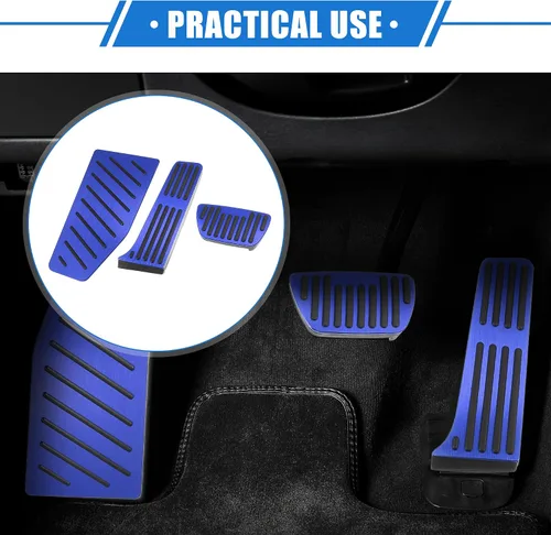 Miniatura 2 de Juego de 3 fundas para pedal de freno de acelerador de gas de automóvil, compatible con Toyota RAV4 2019-2021, aleación de aluminio antideslizante