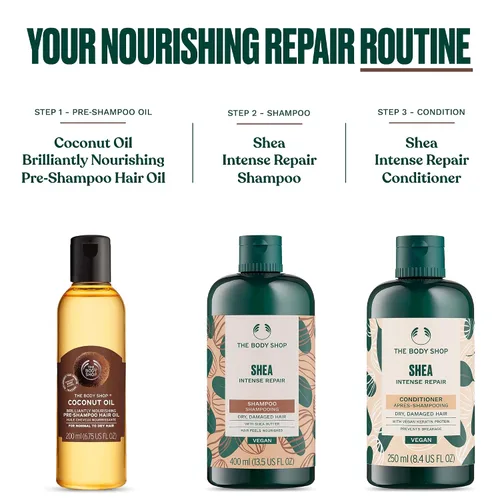 Miniatura 6 de The Body Shop Aceite de coco Brilliantly Nourishing Pre-Shampoo Hair Oil, 6.75 onzas líquidas