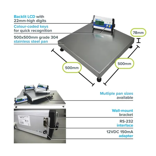 Miniatura 5 de Adam Equipment CPWplus - Báscula de suelo 75M, capacidad de 165 lb/75 kg, legibilidad de 0.05 libras