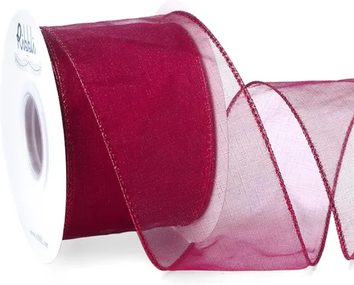Miniatura 27 de Ribbli Cinta negra de organza con alambre, color negro transparente con borde metálico, 2-1/2 pulgadas x 20 yardas, cinta para árbol de Navidad