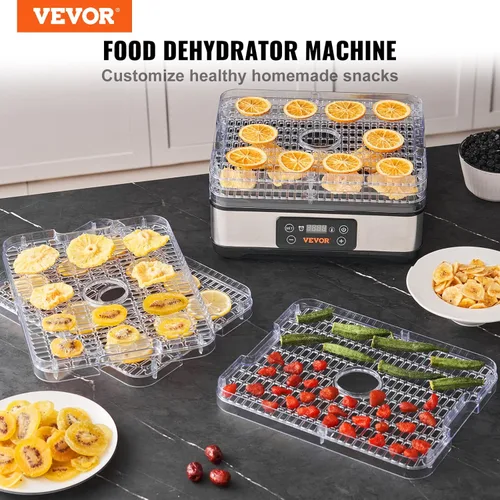 Miniatura 2 de VEVOR Máquina deshidratadora de alimentos, deshidratador de frutas de 5 bandejas, secadora eléctrica de alimentos de 300 W con temporizador