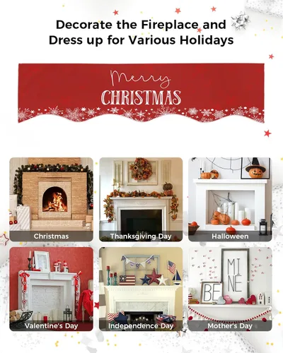 Miniatura 6 de Bufanda roja de gnomos de Navidad, decoración de chimenea para sala de estar, bolas de árbol de Navidad, copo de nieve de invierno, chimenea
