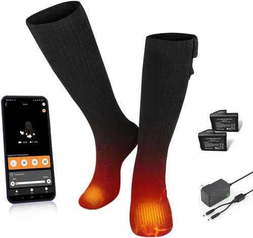 Miniatura 10 de SAVIOR HEAT Calcetines térmicos para hombres y mujeres con control por aplicación, batería recargable, calefacción eléctrica, calcetines para esquí