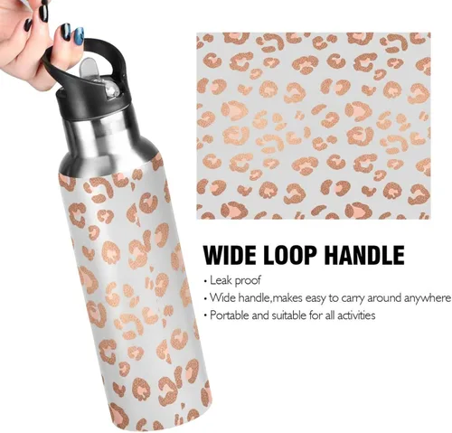Miniatura 4 de Rose Gold Leopard Spots Stainless Steel Vacuum Insulated Water Bottle 32 Oz, BPA-Free Sport Water Bottle Insulated Leakproof Water Bottles