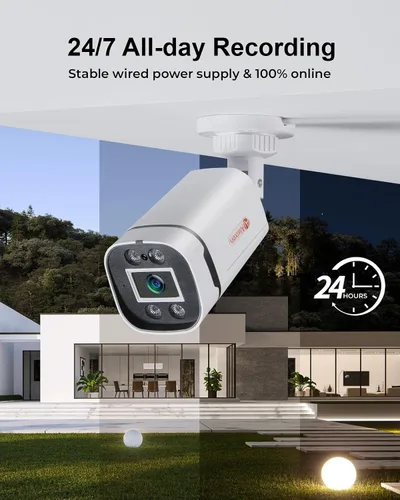 Miniatura 3 de 8 canales H.265+ 3K Lite sistema de cámara de seguridad CCTV con cable con detección de humanos y vehículos, 4 cámaras de vigilancia IP68 5MP
