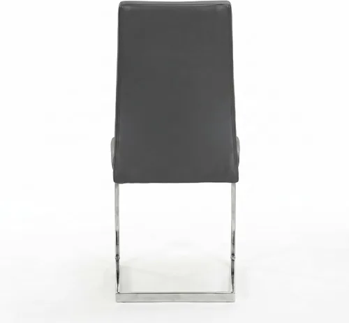 Miniatura 6 de Sunset Trading Sela - Sillas de comedor tapizadas Breuer Base voladiza cromada en forma de S Asientos acolchados de piel sintética gris carbón