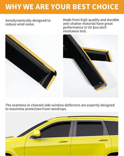Miniatura 7 de Protectores de lluvia para ventana de canal para Jeep Grand Cherokee 2011-2021 (no para L), protectores de lluvia extra duraderos, viseras laterales