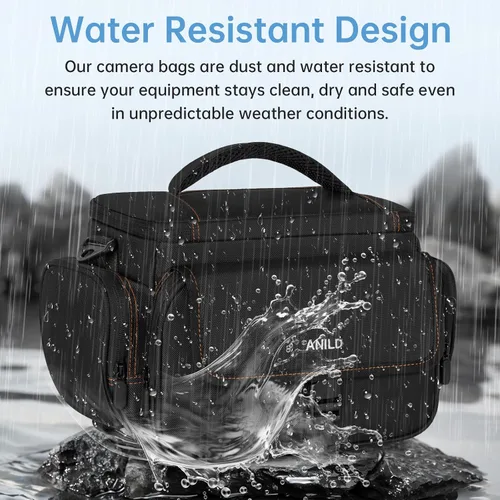 Miniatura 6 de ANILD DSLR - Bolsa cruzada para cámara fotográfica, resistente al agua, bolsa de mensajero para cámara fotográfica de viaje con soporte